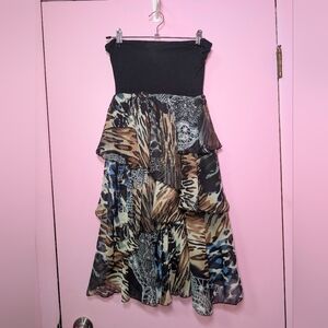 Animal Print Layered Skirt